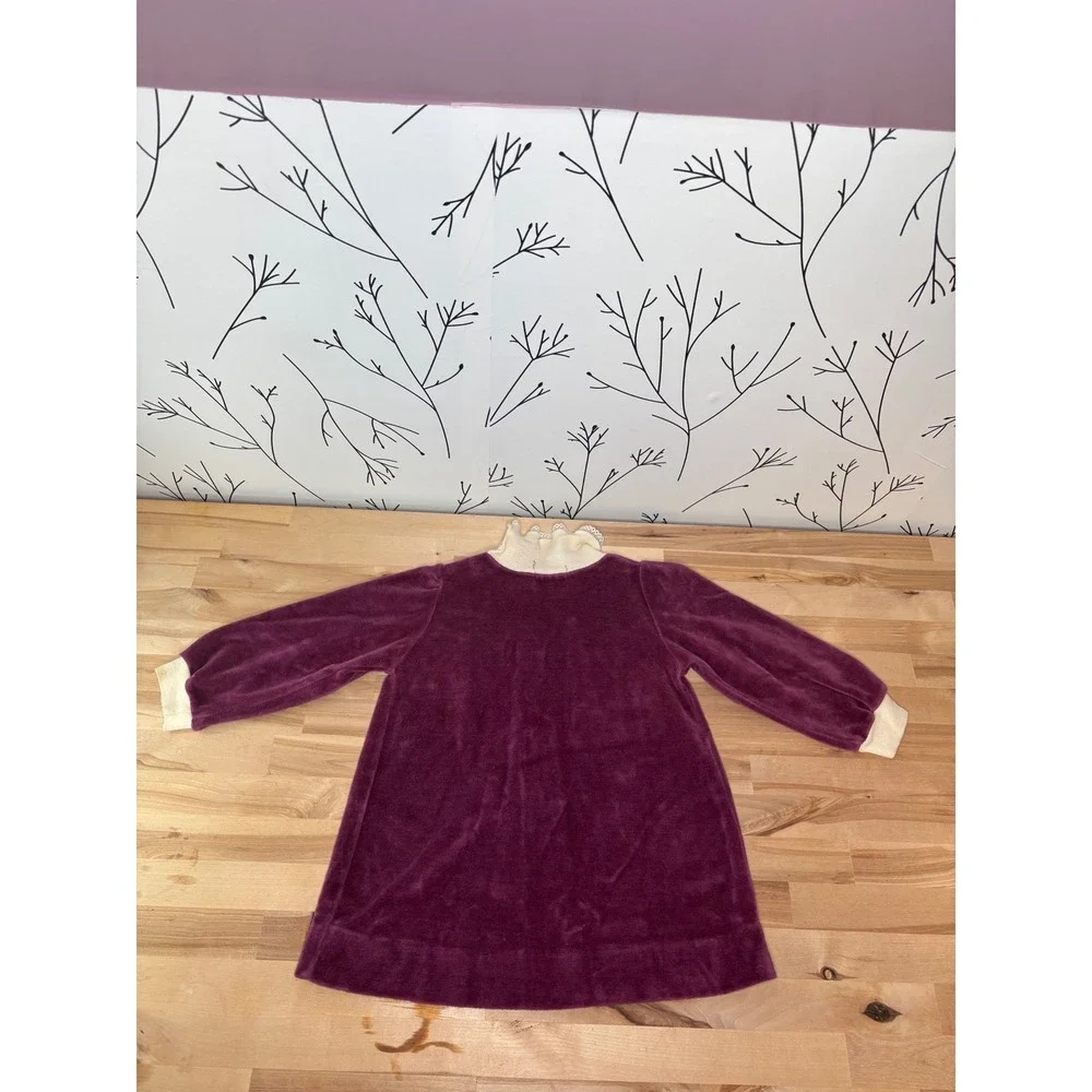 Vintage Health-tex Toddler Girls Plum Purple Velour Lace Trim Dress 3T USA Made